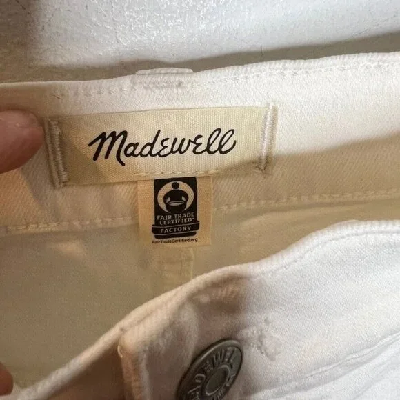 Madewell $128 The 90s Straight Crop Jean Tile White Size 31 NQ179 Raw Hem - Picture 4 of 6